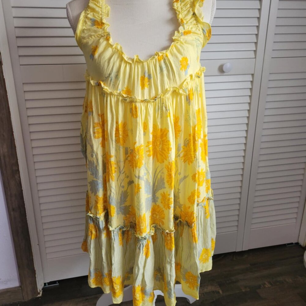 Free People Bali Wild Daisy Slip Dress in Summer Lemonade Size Large